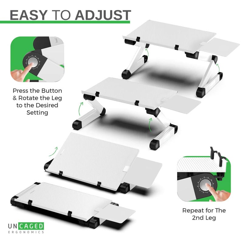 Uncaged Ergonomics Adjustable Keyboard Tray, Silver, Keyboard Tray, Ergonomic, Wrist Support, Portable, Universal, Aluminum - Image 3